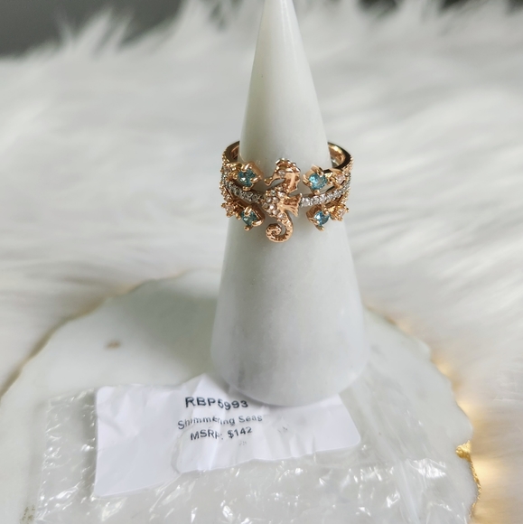 NWT Bomb Party 'Shimmering Seas' Atlantis Mixed Metal Set of 3 Rings - S… - Picture 5 of 9